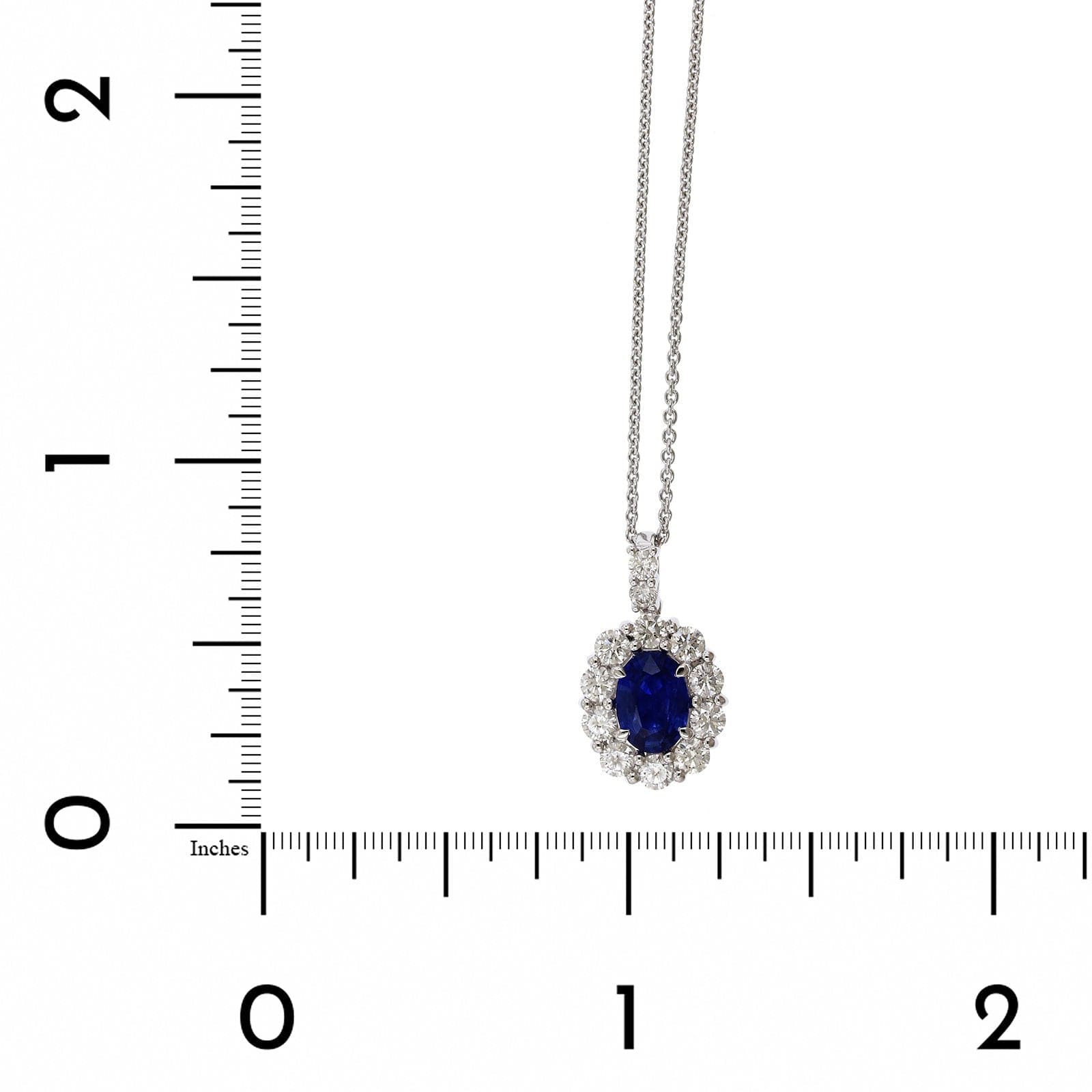 18K White Gold Sapphire Diamond Halo Pendant
