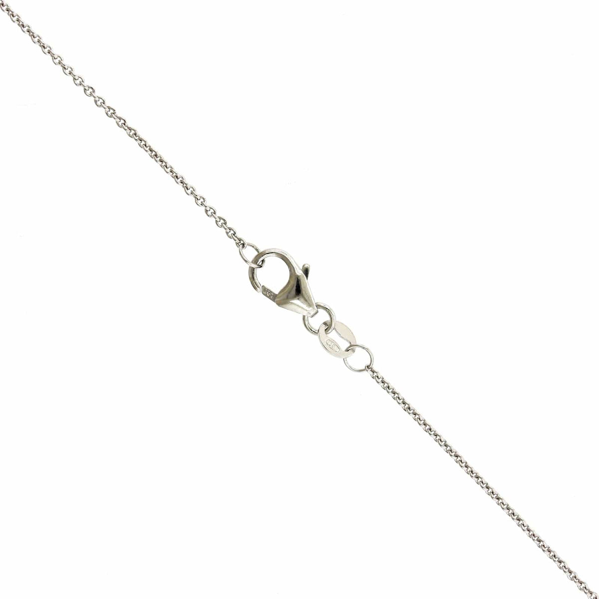 18K White Gold Oval Sapphire and Diamond Halo Necklace