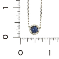 18K White Gold Sapphire Diamond Halo Necklace