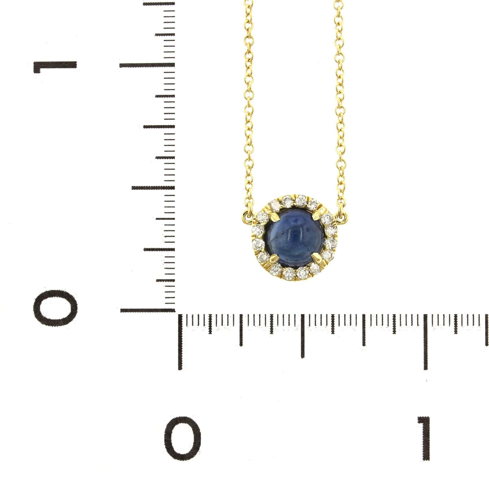 18K Yellow Gold Sapphire Diamond Halo Necklace