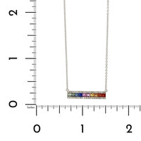 14K White Gold Rainbow Sapphire Bar Necklace, 14k white gold, Long's Jewelers