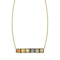 14K Yellow Gold Rainbow Sapphire Bar Necklace, 14k yellow gold, Long's Jewelers