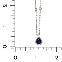 18K White Gold Sapphire Diamond Halo Necklace, 18k white gold, Long's Jewelers
