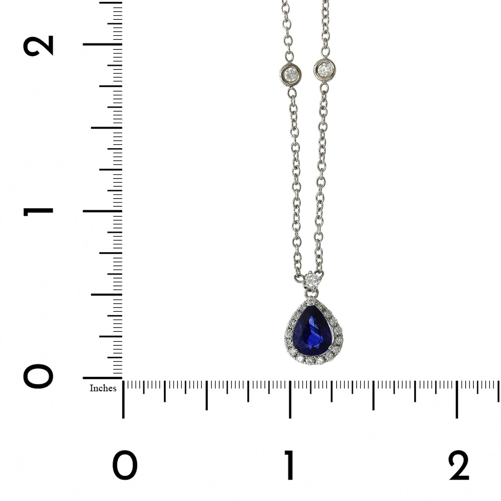 18K White Gold Sapphire Diamond Halo Necklace, 18k white gold, Long's Jewelers