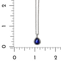 18K White Gold Sapphire Diamond Halo Necklace, 18k white gold, Long's Jewelers