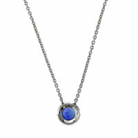 18K White Gold Sapphire Diamond Halo Necklace, 18k white gold, Long's Jewelers