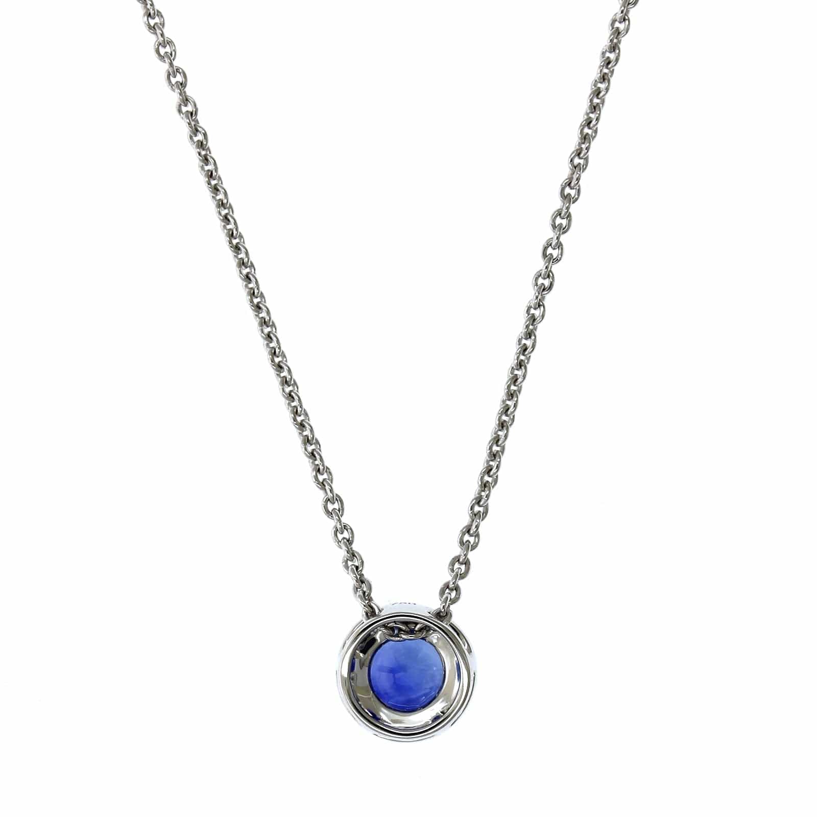 18K White Gold Sapphire Diamond Halo Necklace, 18k white gold, Long's Jewelers