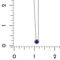 18K White Gold Sapphire Diamond Halo Necklace, 18k white gold, Long's Jewelers