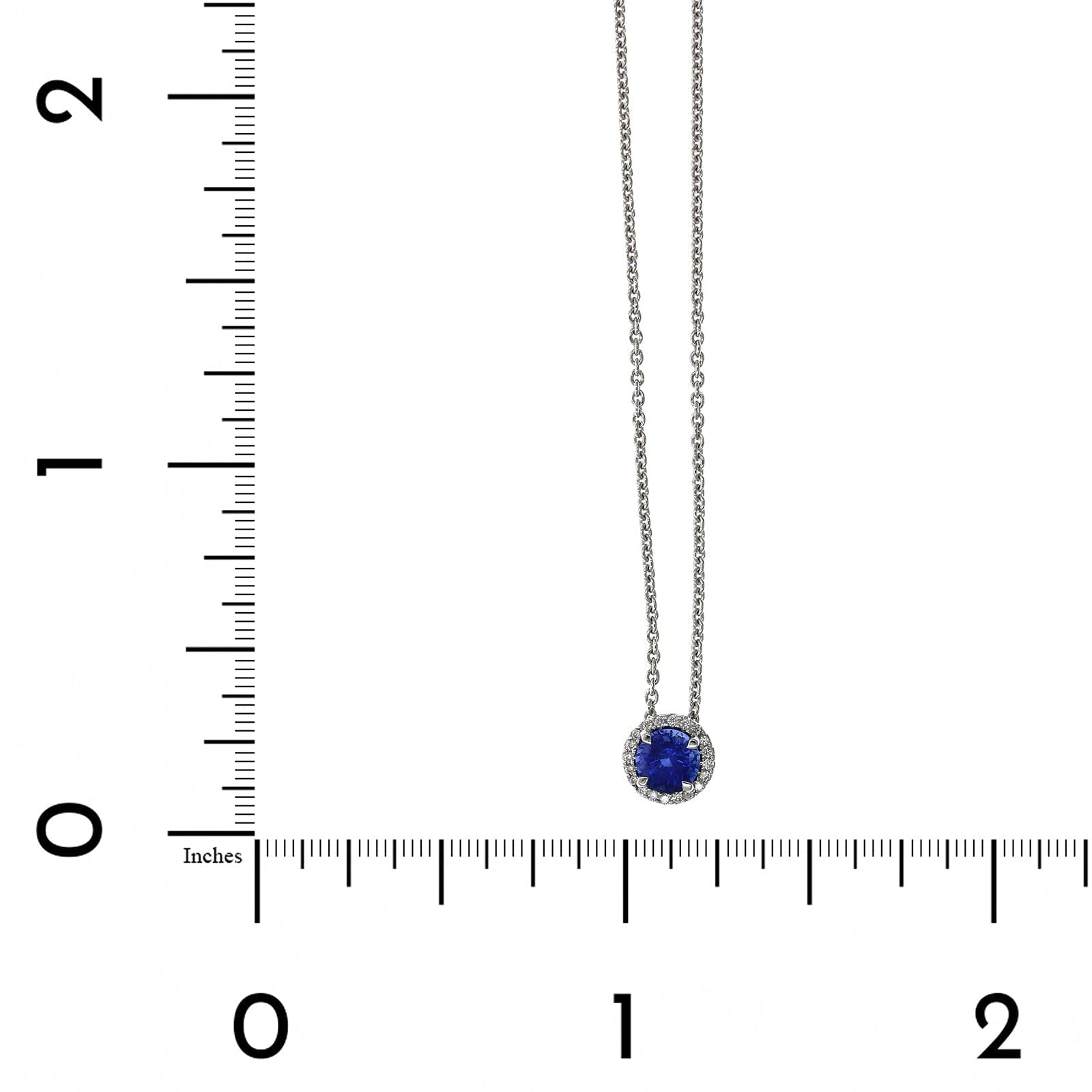 18K White Gold Sapphire Diamond Halo Necklace, 18k white gold, Long's Jewelers