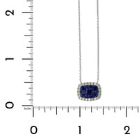 Platinum Sapphire Cluster Diamond Halo Necklace, Platinum, Long's Jewelers