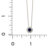 18K White Gold Sapphire Diamond Halo Pendant, 18k white gold, Long's Jewelers