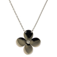 18K White Gold Flower Sapphire Diamond Pendant, 18k white gold, Long's Jewelers