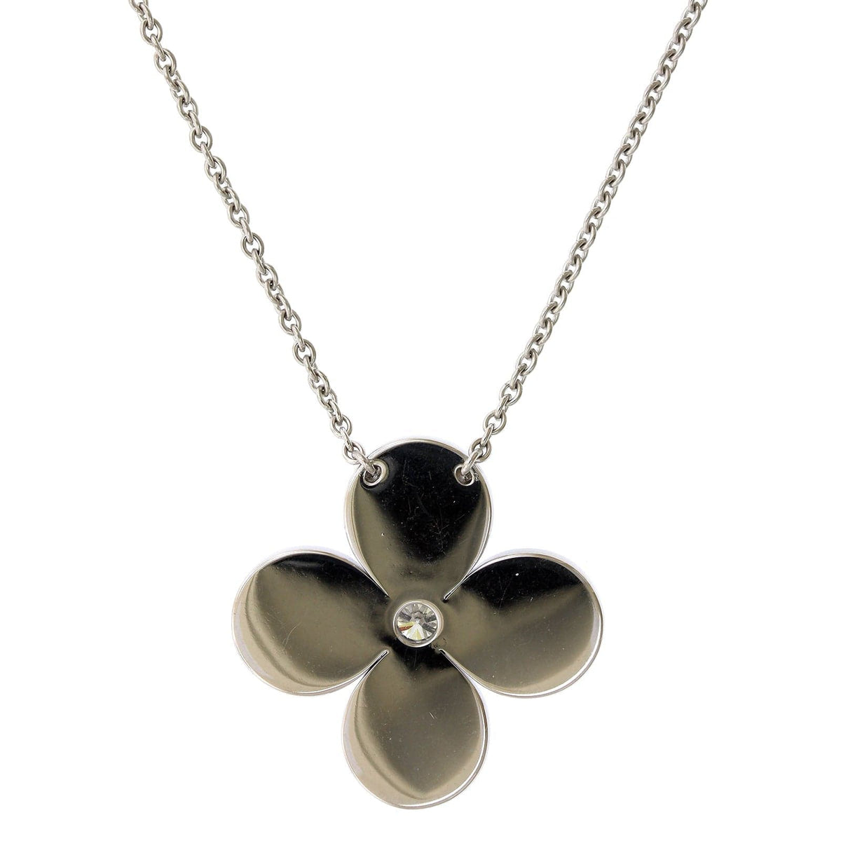 18K White Gold Flower Sapphire Diamond Pendant, 18k white gold, Long's Jewelers