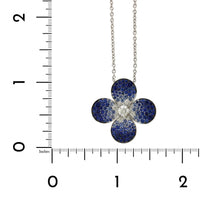 18K White Gold Flower Sapphire Diamond Pendant, 18k white gold, Long's Jewelers