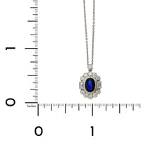 18K White Gold Oval Sapphire Vintage Style Pendant, 18k white gold, Long's Jewelers