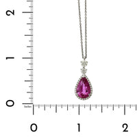 Platinum Pear Shape Pink  Sapphire Diamond Halo Pendant