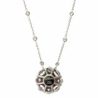 Platinum Pink Sapphire Diamond Halo Necklace