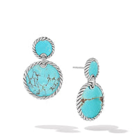 DY Elements Double Drop Earrings with Turquoise and Pavé Diamonds, Sterling Silver, Long's Jewelers
