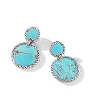DY Elements Double Drop Earrings with Turquoise and Pavé Diamonds, Sterling Silver, Long's Jewelers