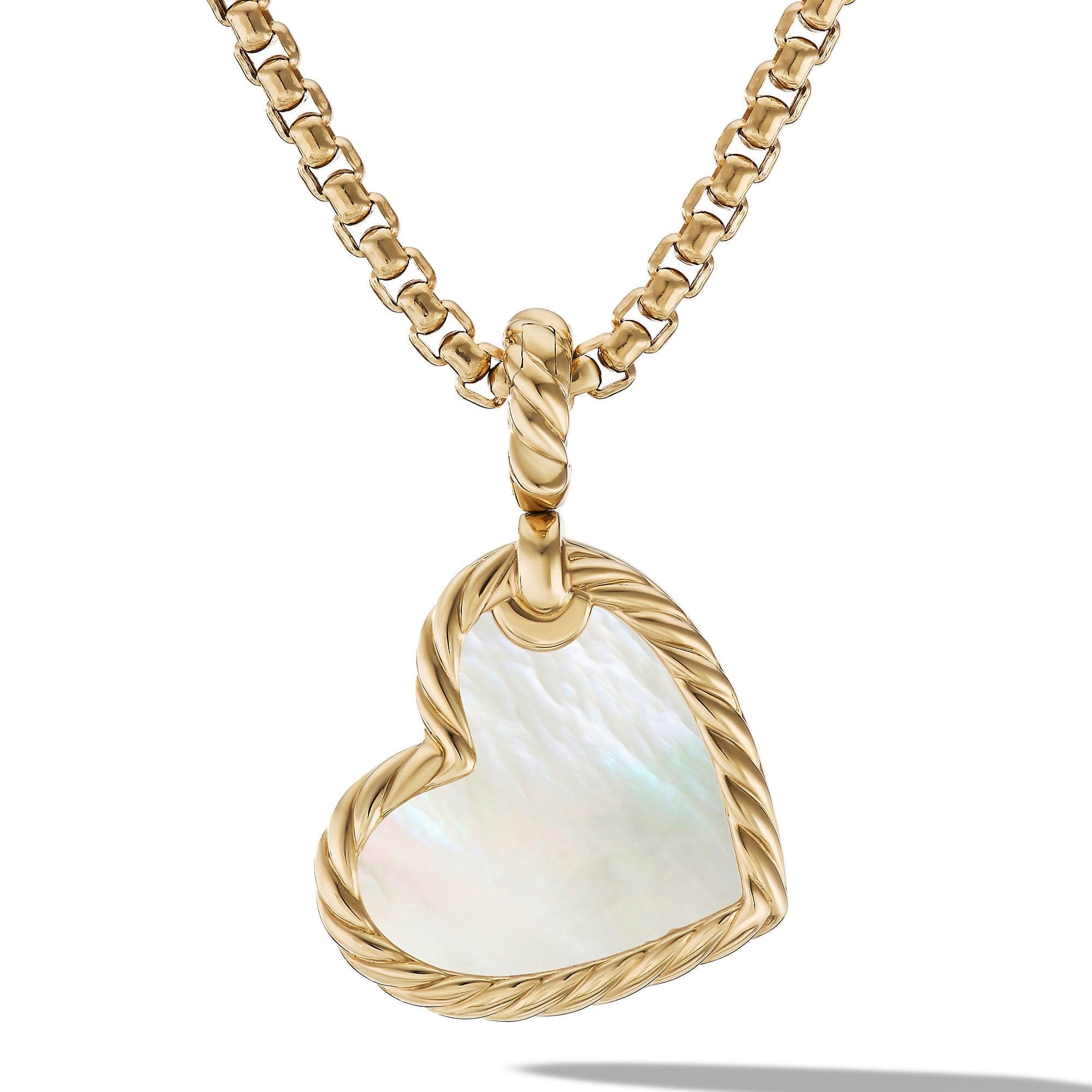 DY Elements® Heart Amulet in 18K Yellow Gold with Mother of Pearl and Pavé Diamonds, Yellow Gold, Long's Jewelers