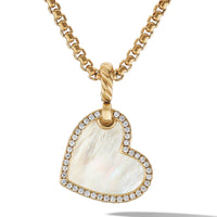 DY Elements® Heart Amulet in 18K Yellow Gold with Mother of Pearl and Pavé Diamonds, Yellow Gold, Long's Jewelers