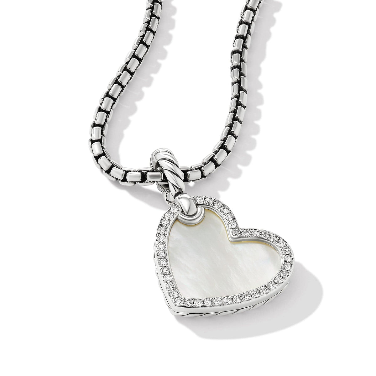 DY Elements® Heart Amulet with Mother of Pearl and Pavé Diamonds, Sterling Silver, Long's Jewelers