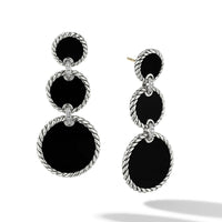 DY Elements Triple Drop Earrings with Black Onyx and Pavé Diamonds, Sterling Silver, Long's Jewelers