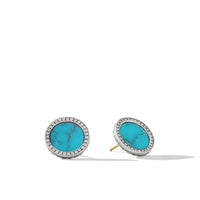 DY Elements® Button Earrings with Turquoise and Pavé Diamonds, Sterling Silver, Long's Jewelers