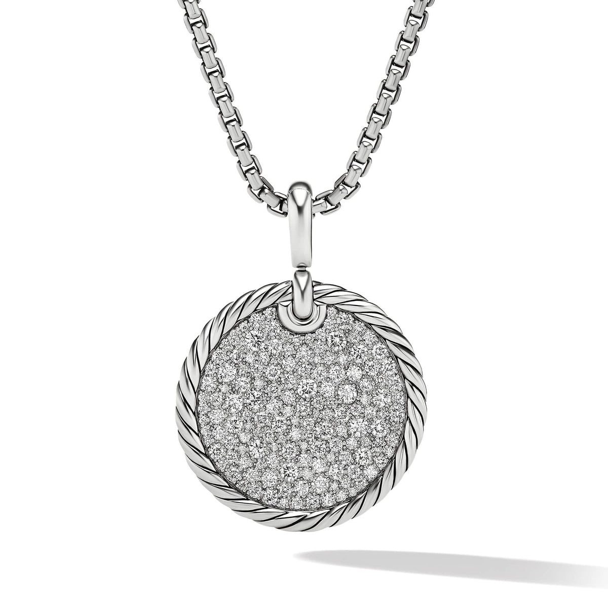 DY Elements® Disc Pendant with Pavé Diamonds, Sterling Silver, Long's Jewelers