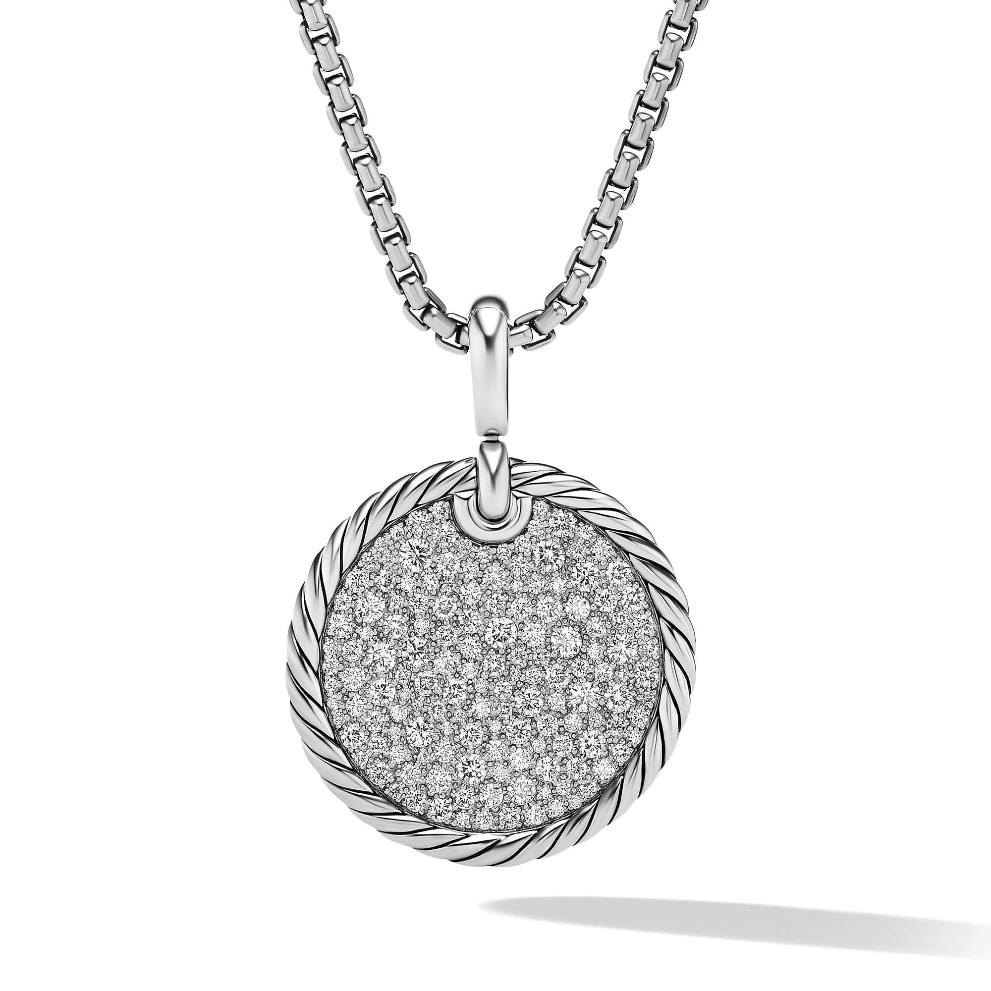 DY Elements® Disc Pendant with Pavé Diamonds, Sterling Silver, Long's Jewelers