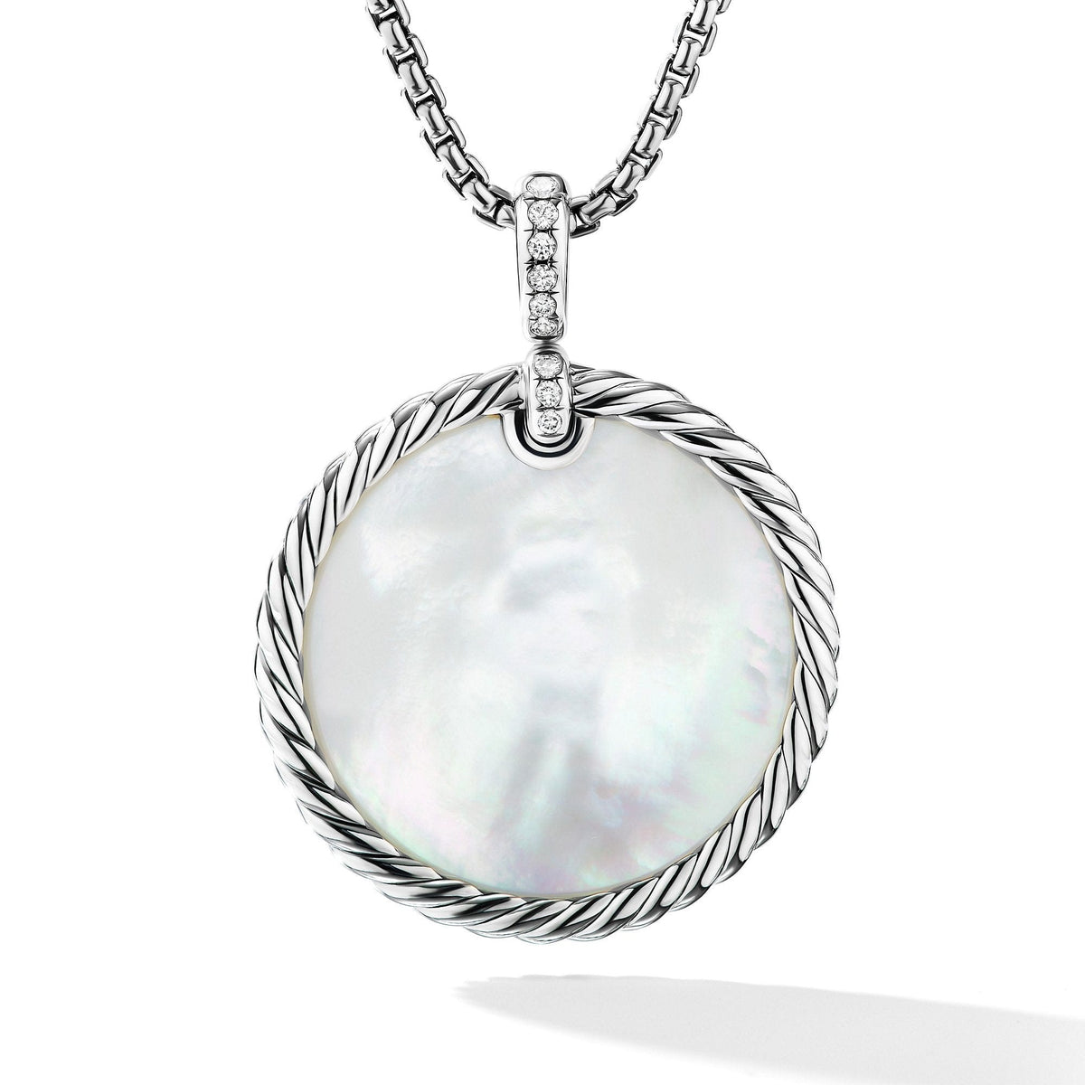 DY Elements® Reversible Disc Pendant with Turquoise and Mother of Pearl and Pavé Diamonds, Sterling Silver, Long's Jewelers