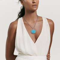 DY Elements® Reversible Disc Pendant with Turquoise and Mother of Pearl and Pavé Diamonds, Sterling Silver, Long's Jewelers