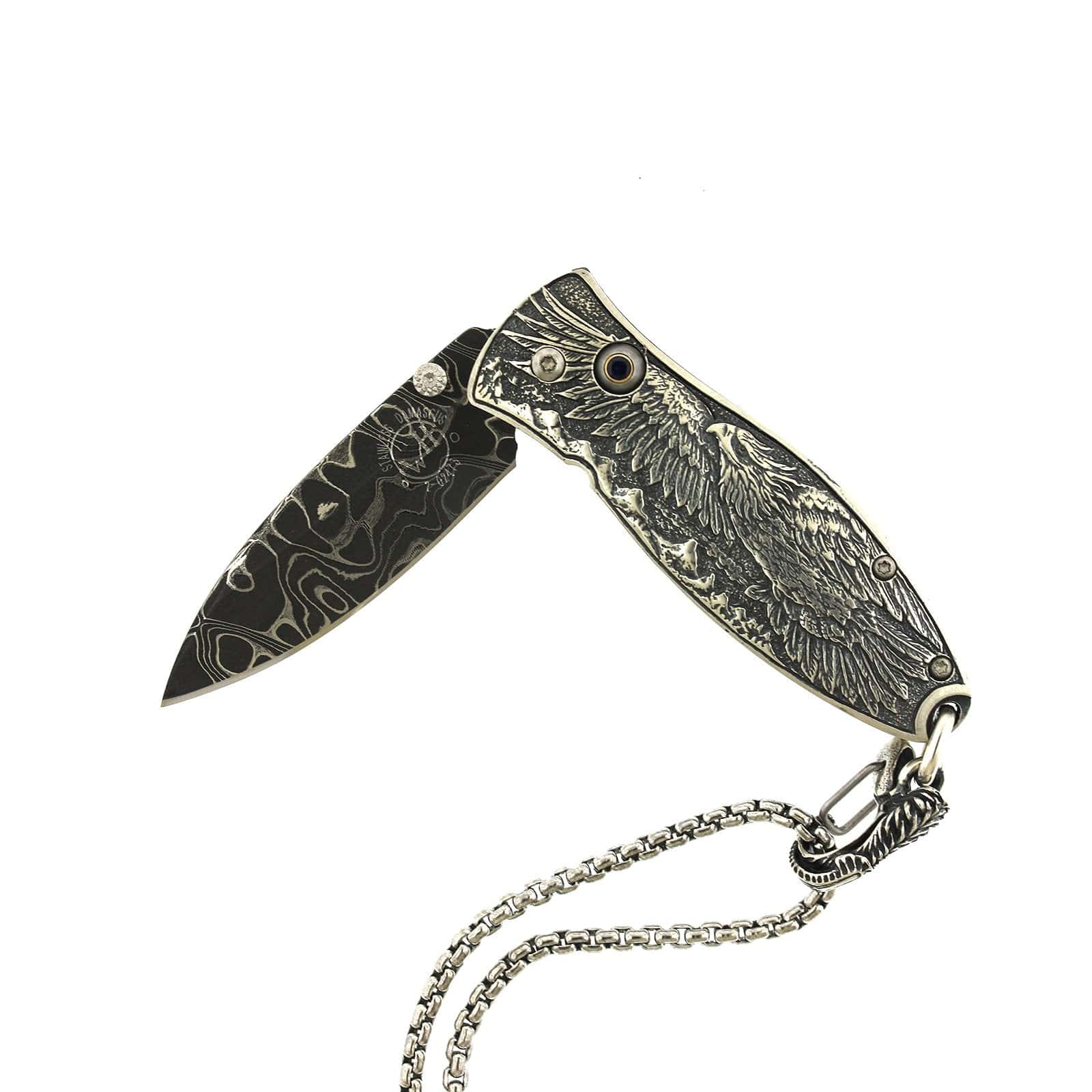 Damascus Steel Americana Sapphire Knife, Steel, Long's Jewelers