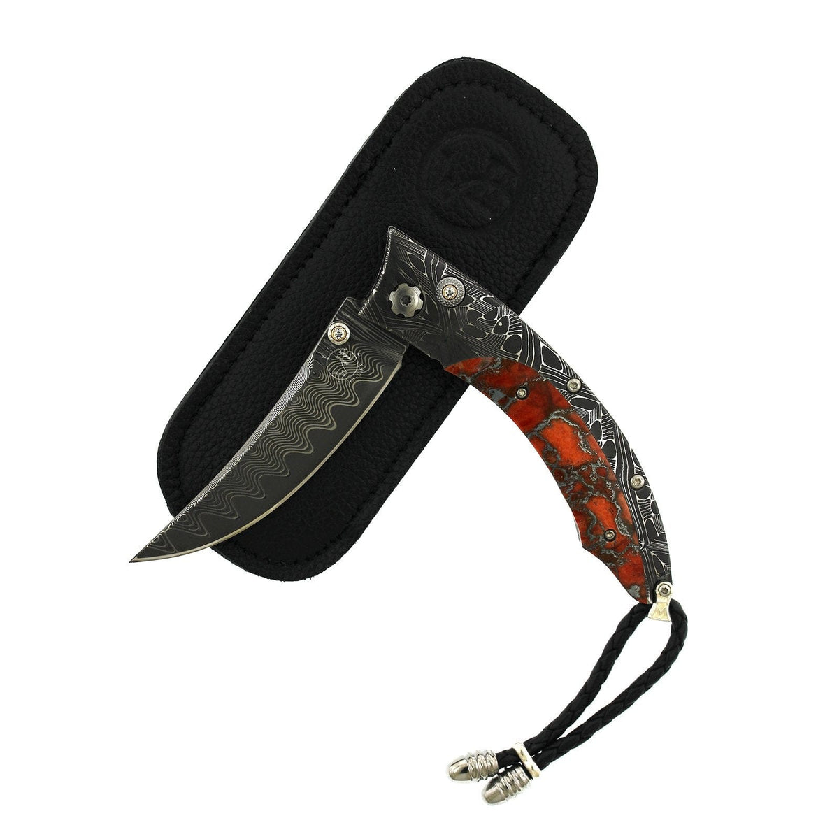 Damascus Steel with Coral and Topaz Knife, Steel, Long's Jewelers
