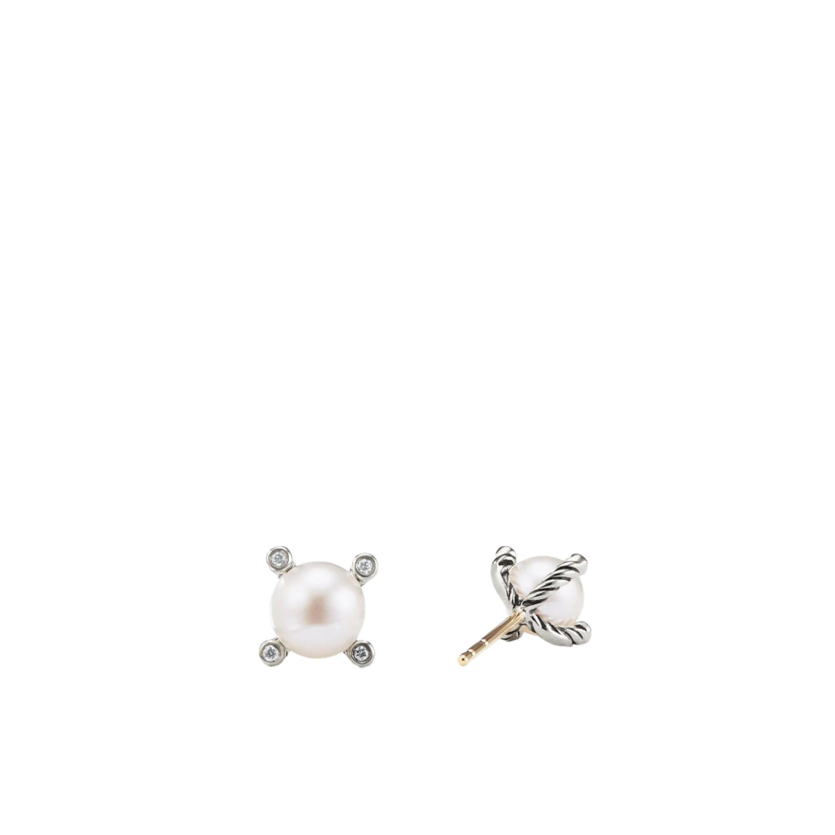 Small Pearl Earrings with Diamonds