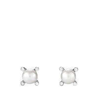 Small Pearl Earrings with Diamonds