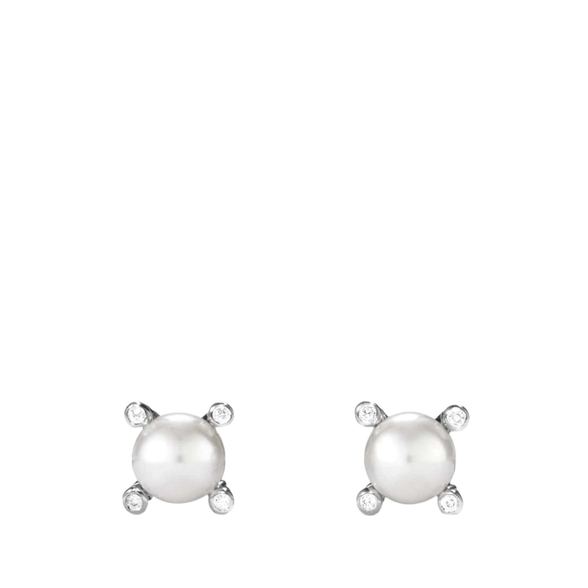Small Pearl Earrings with Diamonds