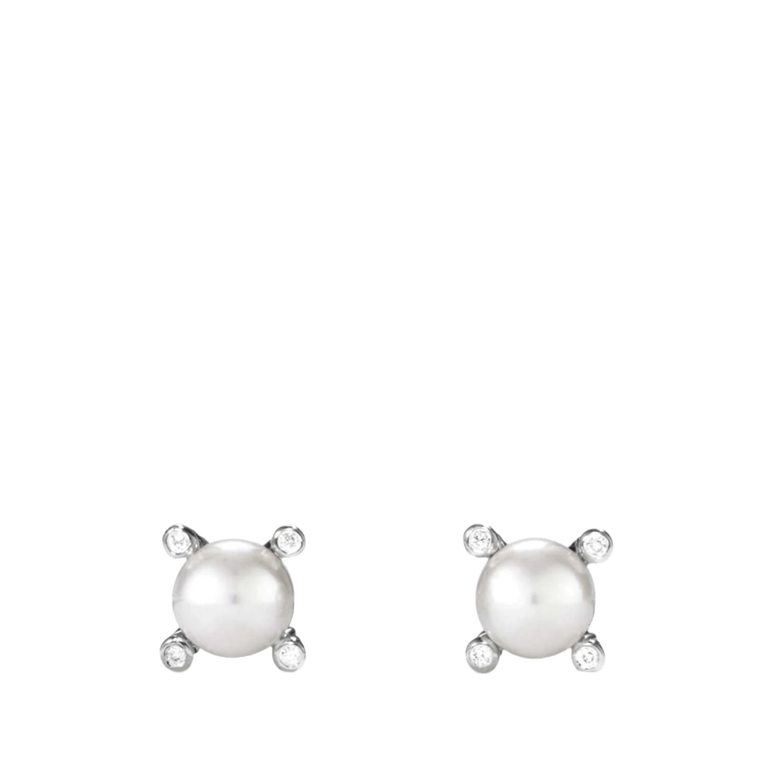 Small Pearl Earrings with Diamonds