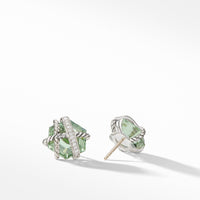 Cable Wrap Earrings with Prasiolite and Diamonds