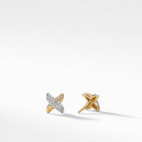 X Earrings with Diamonds in Gold
