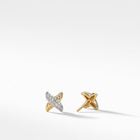 X Earrings with Diamonds in Gold