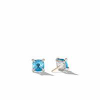 Chatelaine® Stud Earrings with Blue Topaz and Diamonds, 9mm