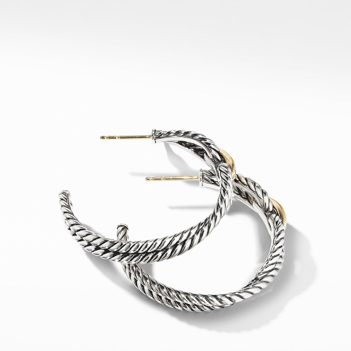 Cable Loop Hoop Earrings with 18K Gold