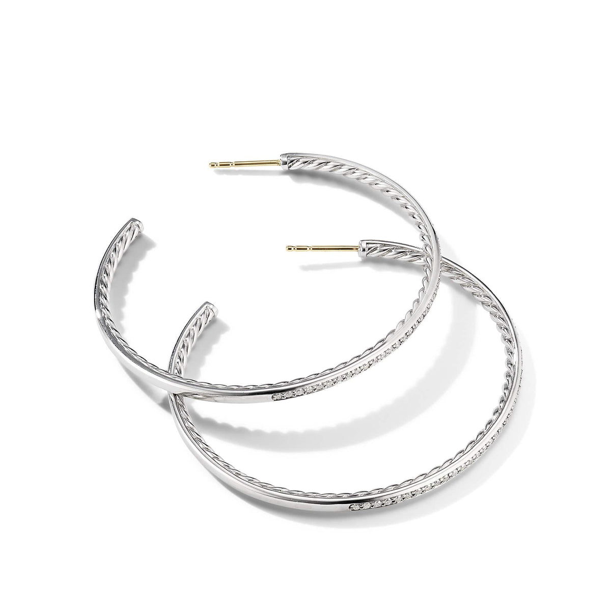 Large Hoop Earrings with Pavé Diamonds