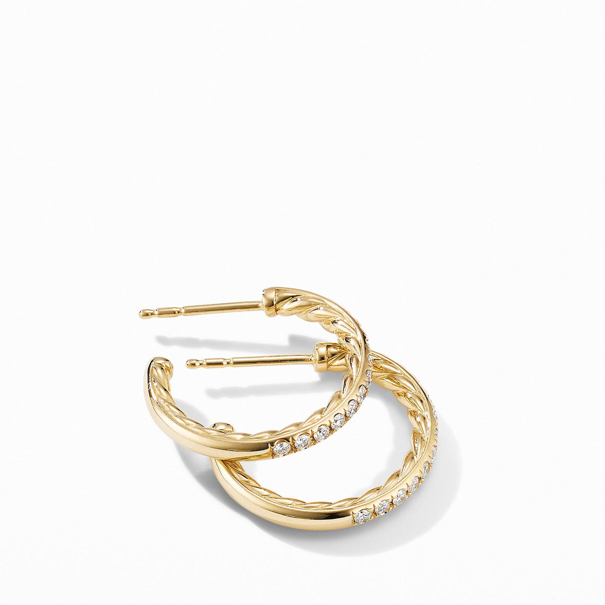 Extra-Small Hoop Earrings in 18K Yellow Gold with Pavé Diamonds