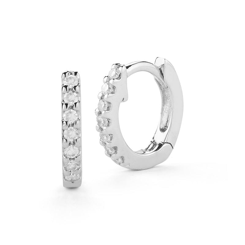 Dana Rebecca 14K White Gold Diamond Huggee Hoop Earrings