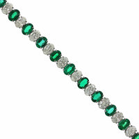 Platinum Oval Emerald and Diamond Bracelet, Platinum, Long's Jewelers