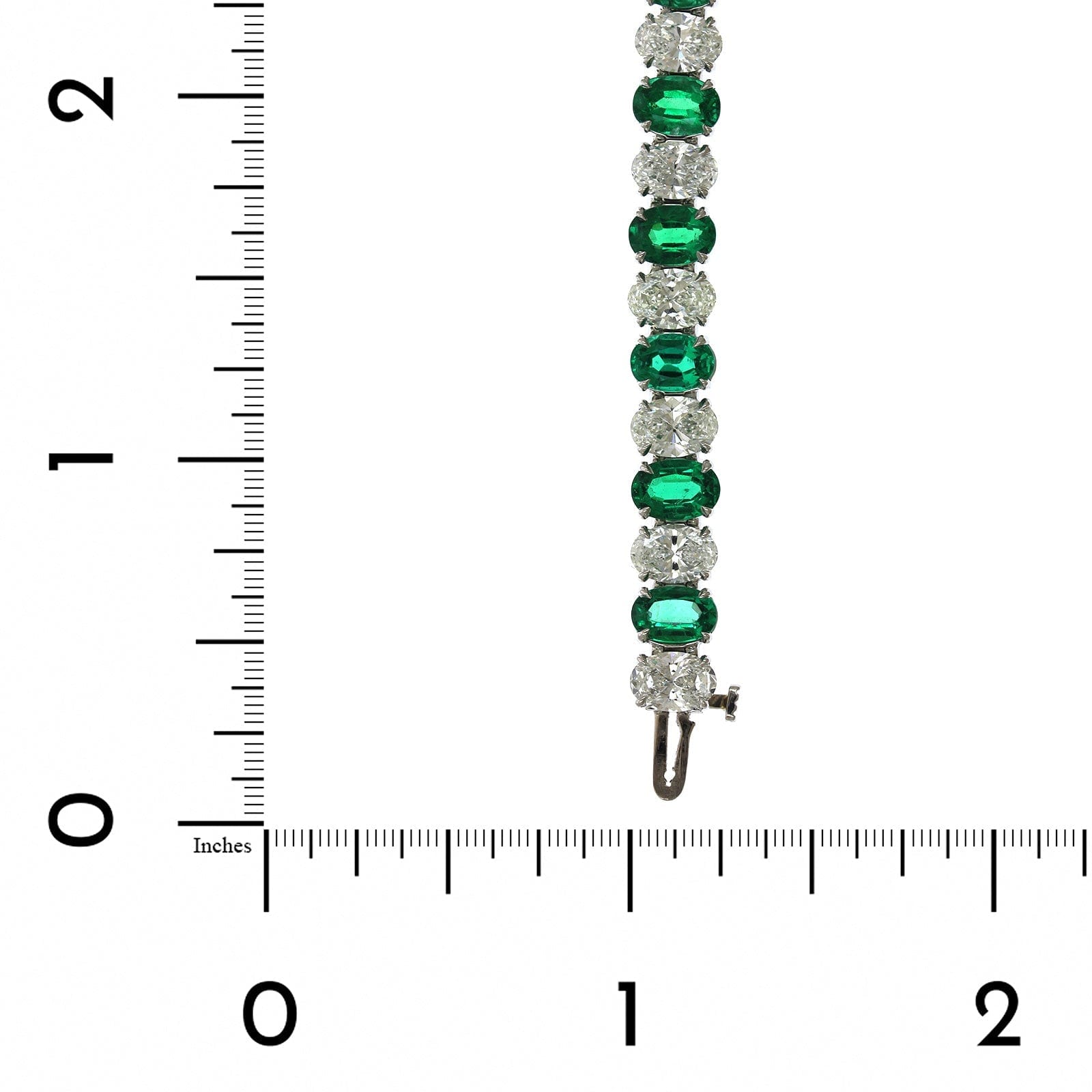 Platinum Oval Emerald and Diamond Bracelet, Platinum, Long's Jewelers