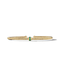 Cable Classics Center Station Bracelet in 18K Yellow Gold with Pavé Emeralds