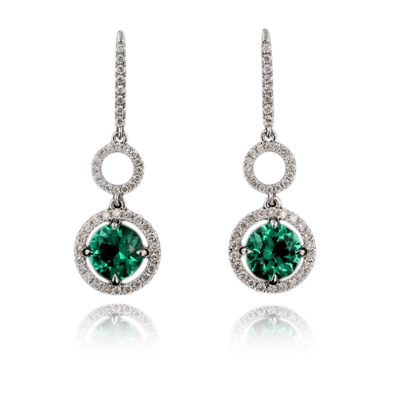 18K White Gold Emerald Earrings